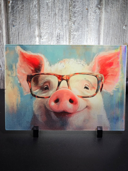 Pig in glasses