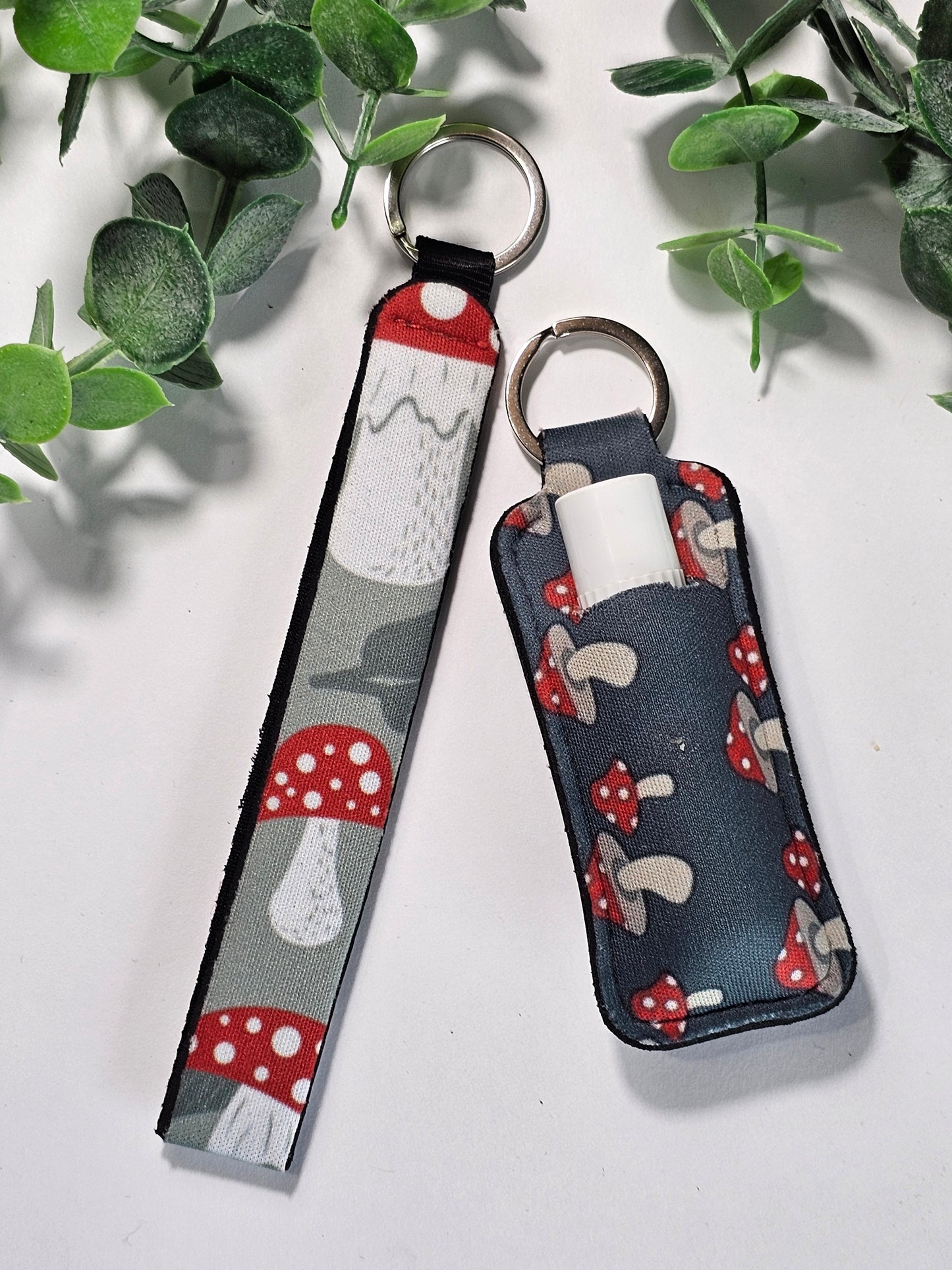 Wristlet & Lip Balm Case - Mushrooms