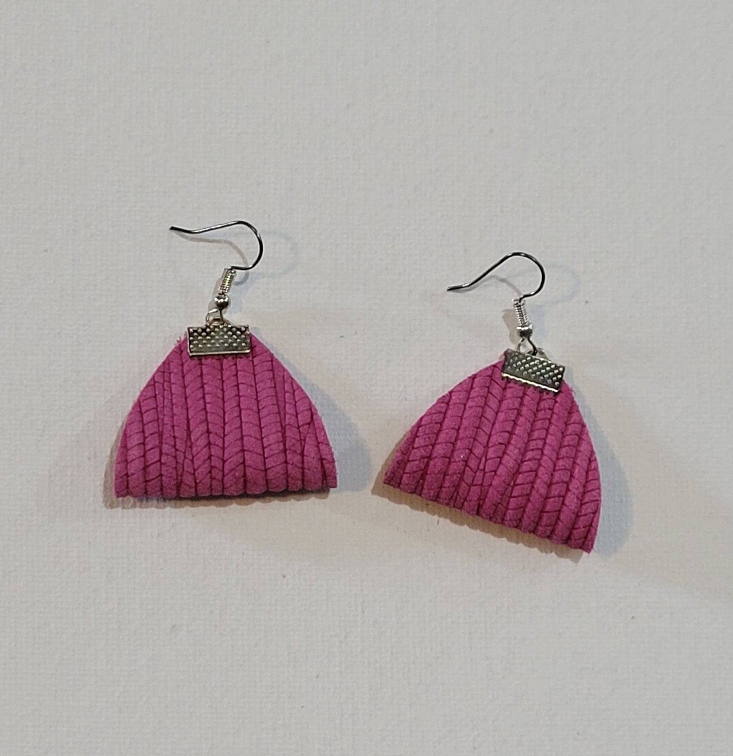 Palm leaf folded leather- Hot Pink