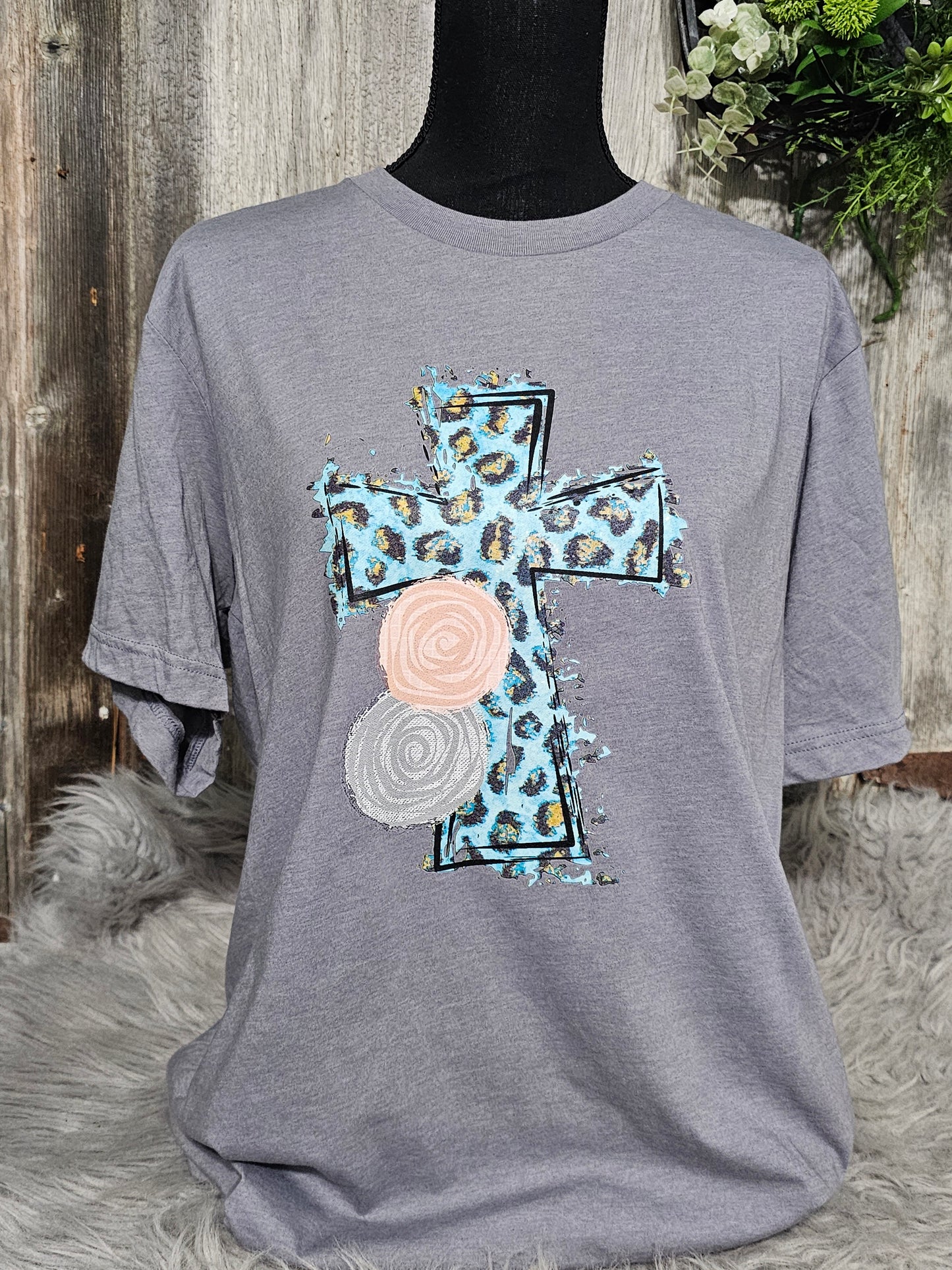 Teal leopard cross - LARGE