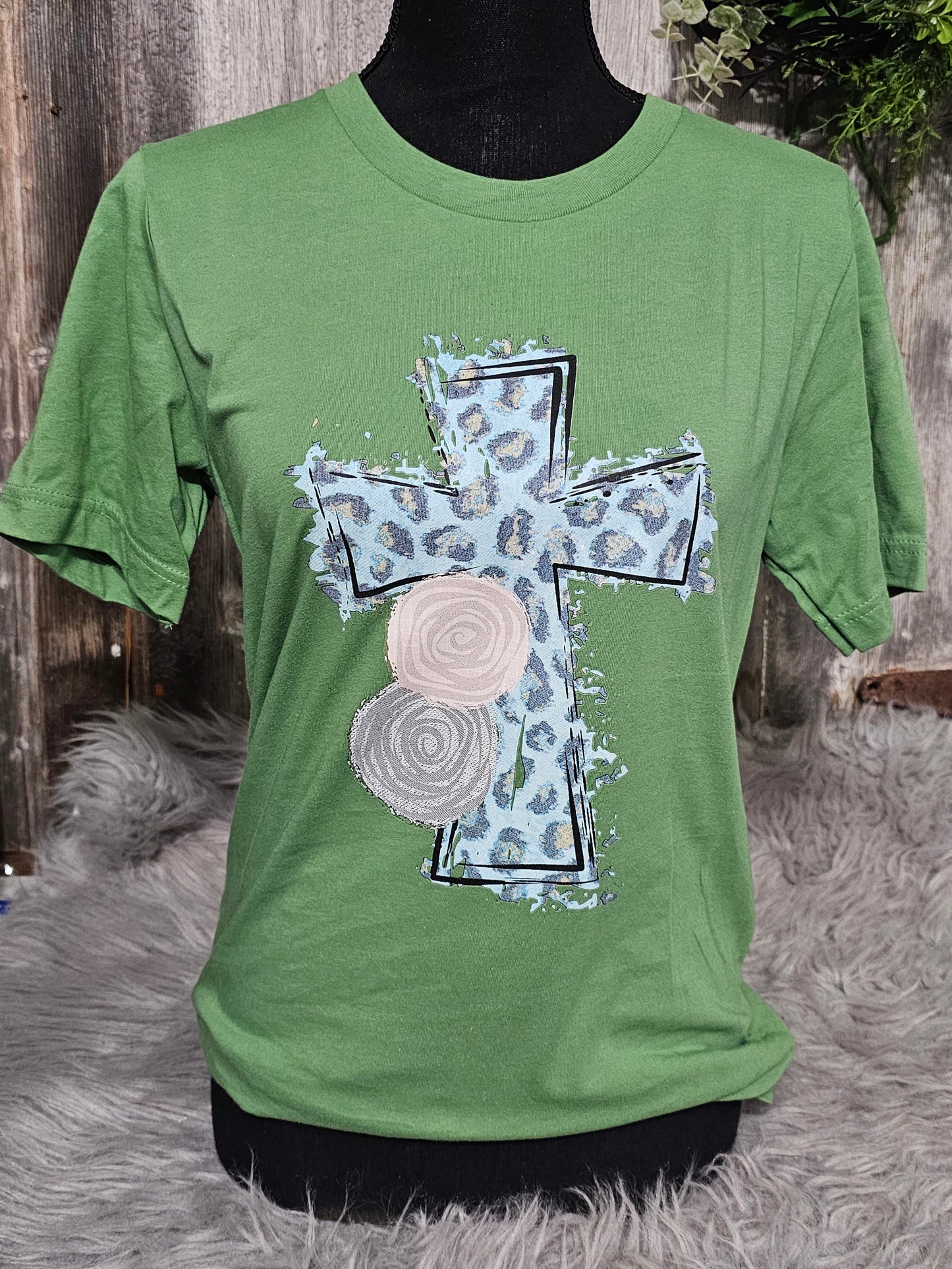 Teal leopard cross - SMALL