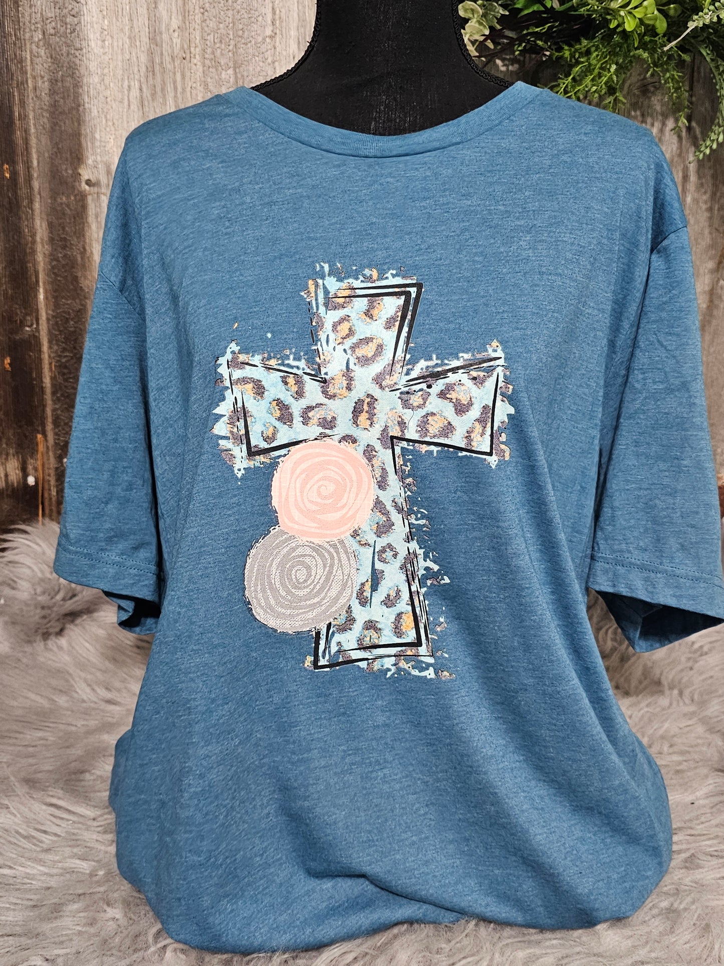 Teal leopard cross- 3X