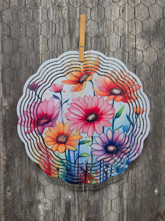 Wind Spinner - Watercolor Daisies